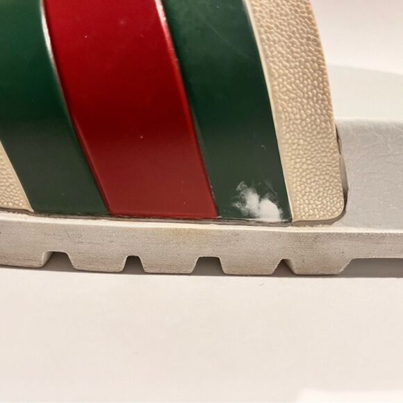Gucci Sandals Pursuit Green Red Web Rubber Slides Made in Italy | - Picture 6 of 7